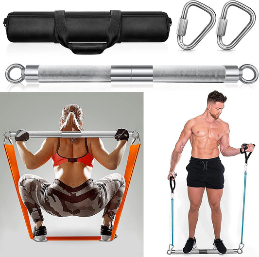 DASKING Detachable Resistance Bands Bar – 30"/35.4"/38.5" | 500LB Max | Full Body Home Gym
