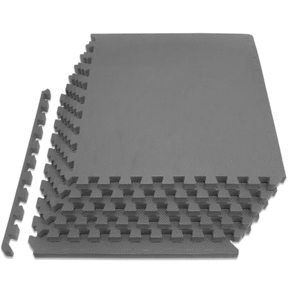 ProsourceFit Extra Thick EVA Foam Puzzle Exercise Mat – 3/4" | 24 Sq Ft | 6 Tiles | Grey