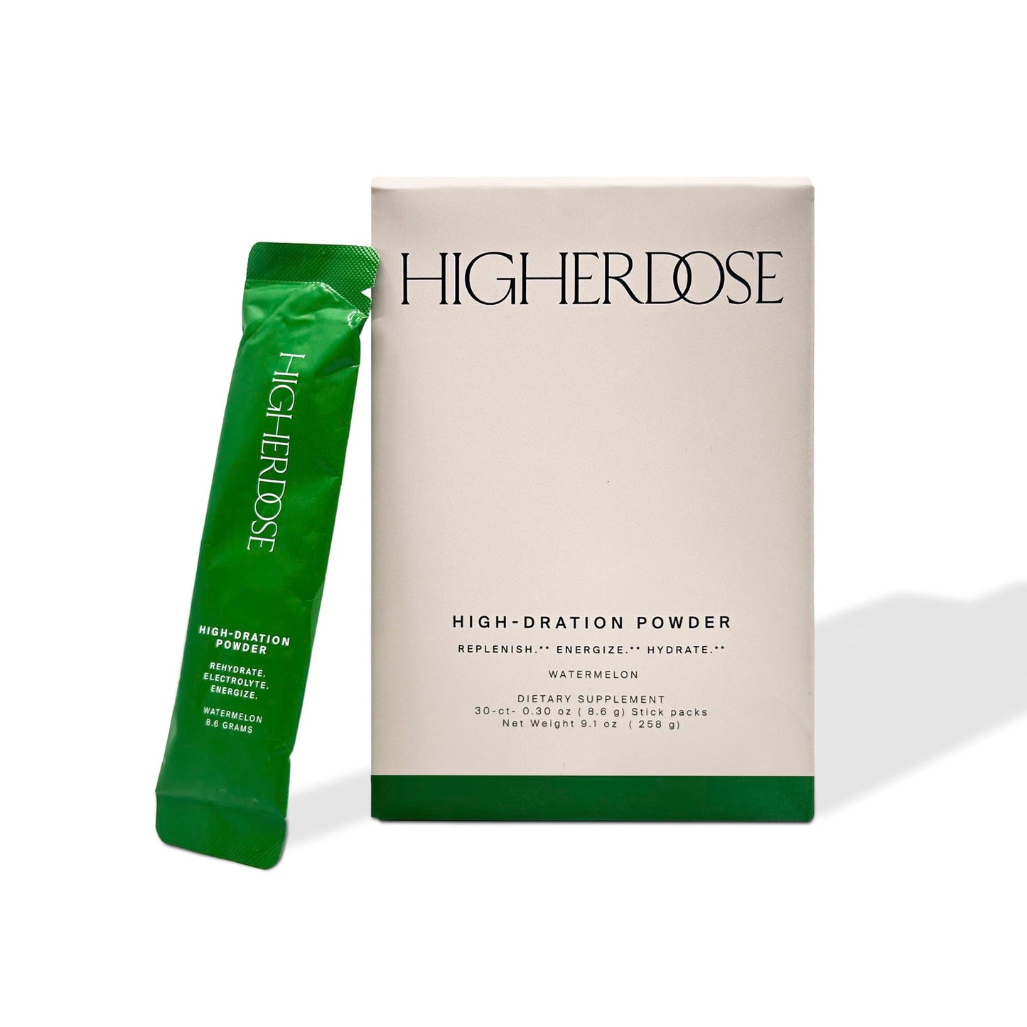 HigherDOSE HIGH-DRATION Electrolytes Powder – Watermelon | Magnesium, Vitamin Complex & Coconut Water | 30 Servings