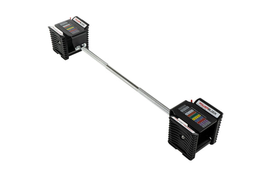 PowerBlock Pro 100 Straight Curl Bar – 28mm Knurled Steel | 41" Bar | Dumbbell to Barbell Converter