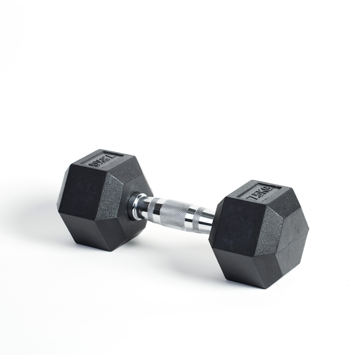 Rubber Hex Dumbbell – Knurled Chrome Handle | Anti-Roll Design | Home & Gym Use