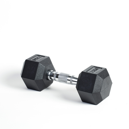 Rubber Hex Dumbbell – Knurled Chrome Handle | Anti-Roll Design | Home & Gym Use