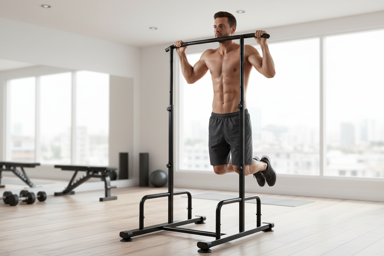 Man doing pull-ups on the bar