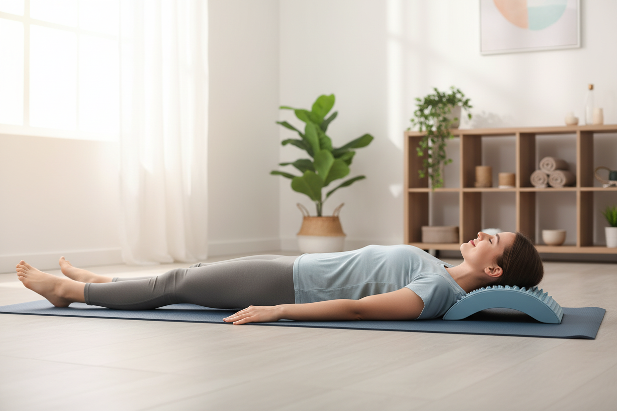 Person using lumbar support stretcher