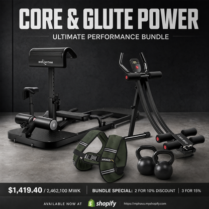 Core & Glute Power Bundle | Hip Thrust Machine, Ab Trainer & Weighted Vest