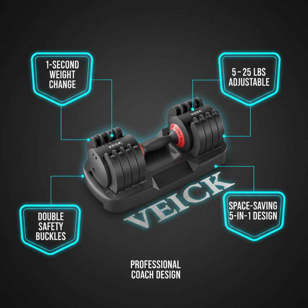 VEICK Adjustable Dumbbell Infographic
